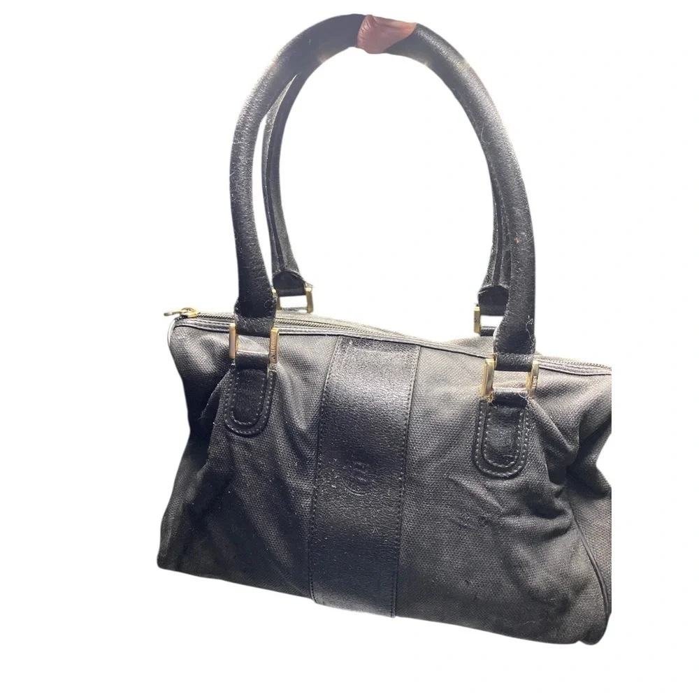 Fendi Black Vintage Satchel with Gold Accents